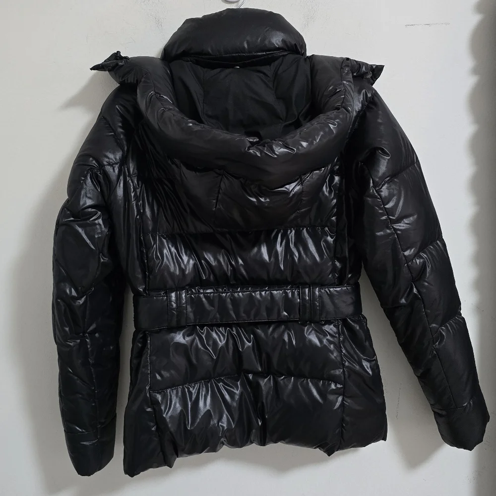 The North Face black Menlo belted puffer down jacket size S - Picture 12 of 15